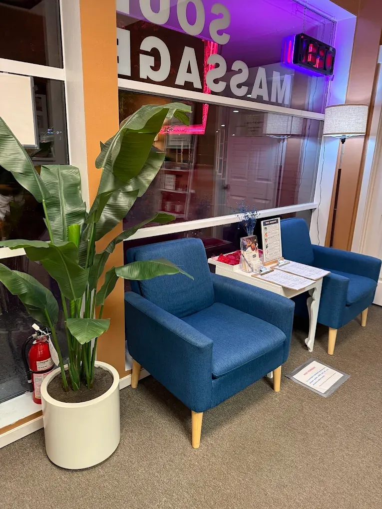 Reception desk and waiting area at Soul Massage Head Spa — Mill Creek location